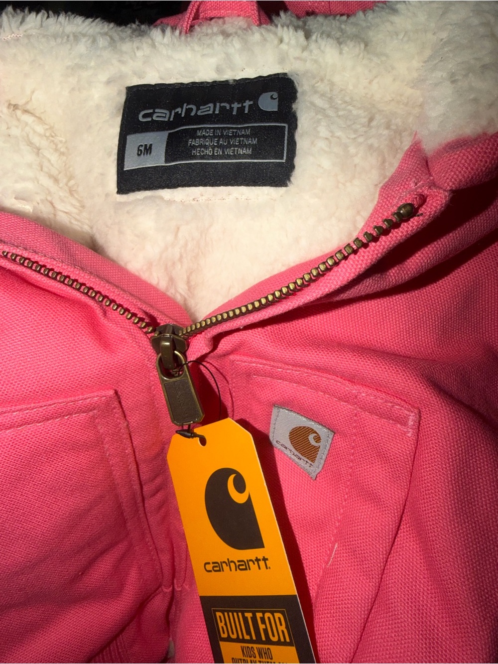 Carhartt Pink Sherpa-Lined Hooded Jacket - Picture 3 of 5